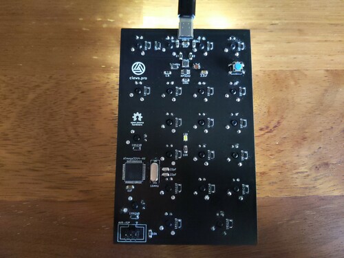 PCB assembled and USB connected.