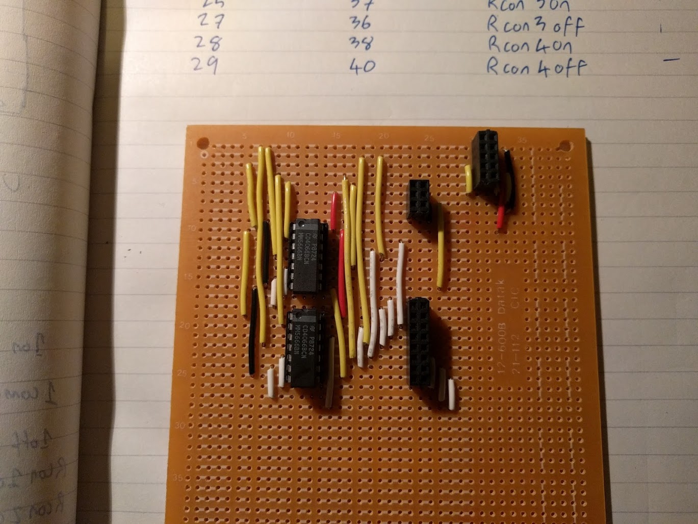 Intermediate interface board with the 4066 chips.